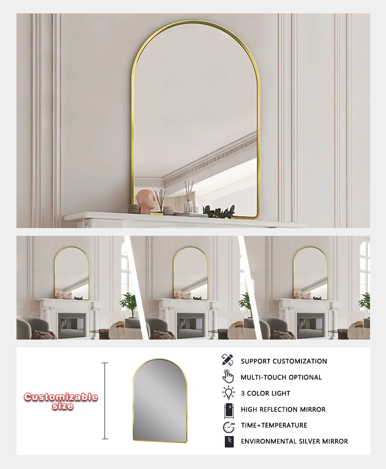 product modern european extra makeup bathroom mirror arch aluminum alloy framed decorative mirrors decor wall mirror-7