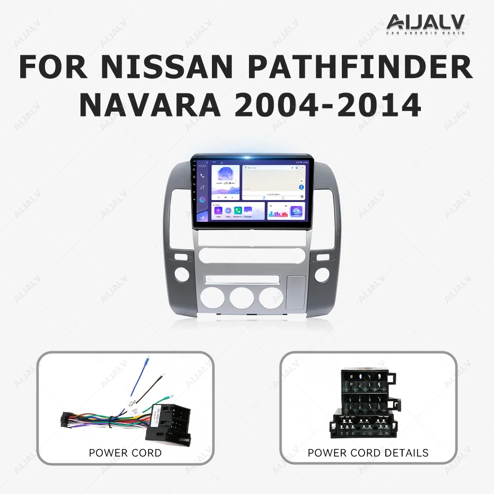 Cadre Façade Autoradio Pour Nissan Navara D40, Frontier, Pathfinder 2004-2014 - Compatible écran 9 Pouces, Couleur Noir Argenté