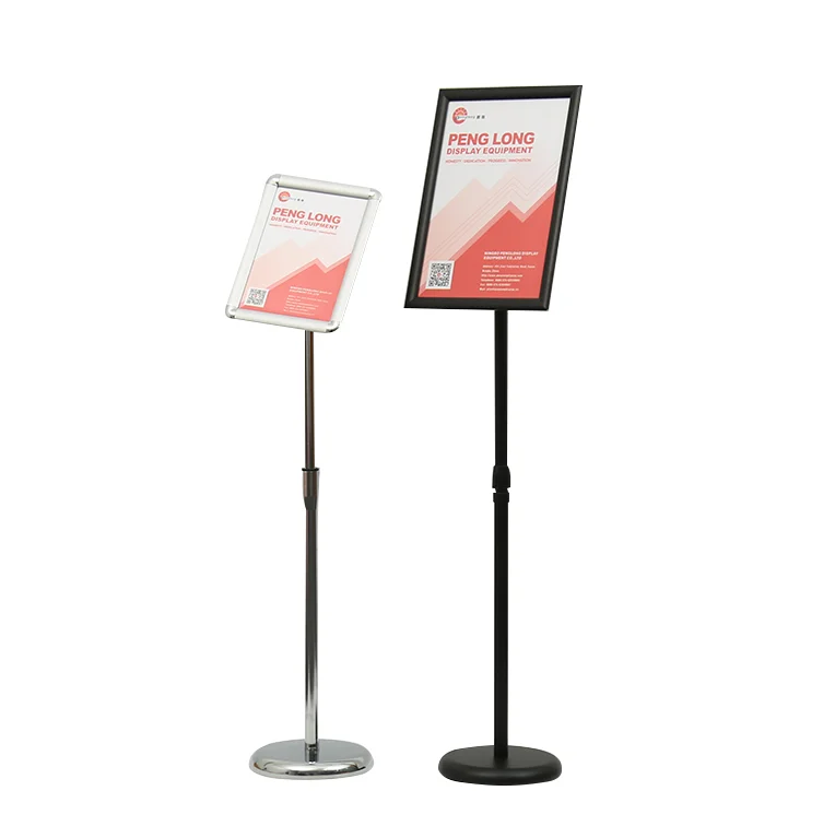 Steel Adjustable Pedestal Poster Stand Aluminum Snap Frame Display