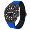 Boîtier de montre en fibre de carbone forgée + bracelet en nylon bleu