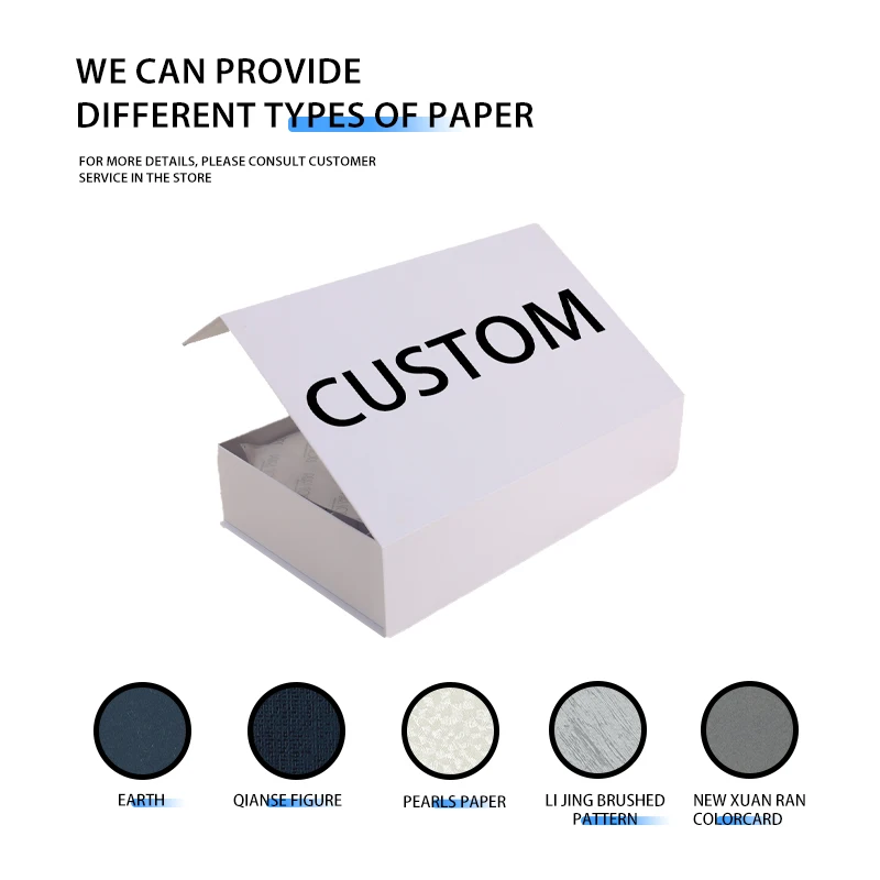 OEM-luksus-magnetisk papplåda gaveboks, stiv foldbar flip-top papirpakning med egendefinert papirinnsetting