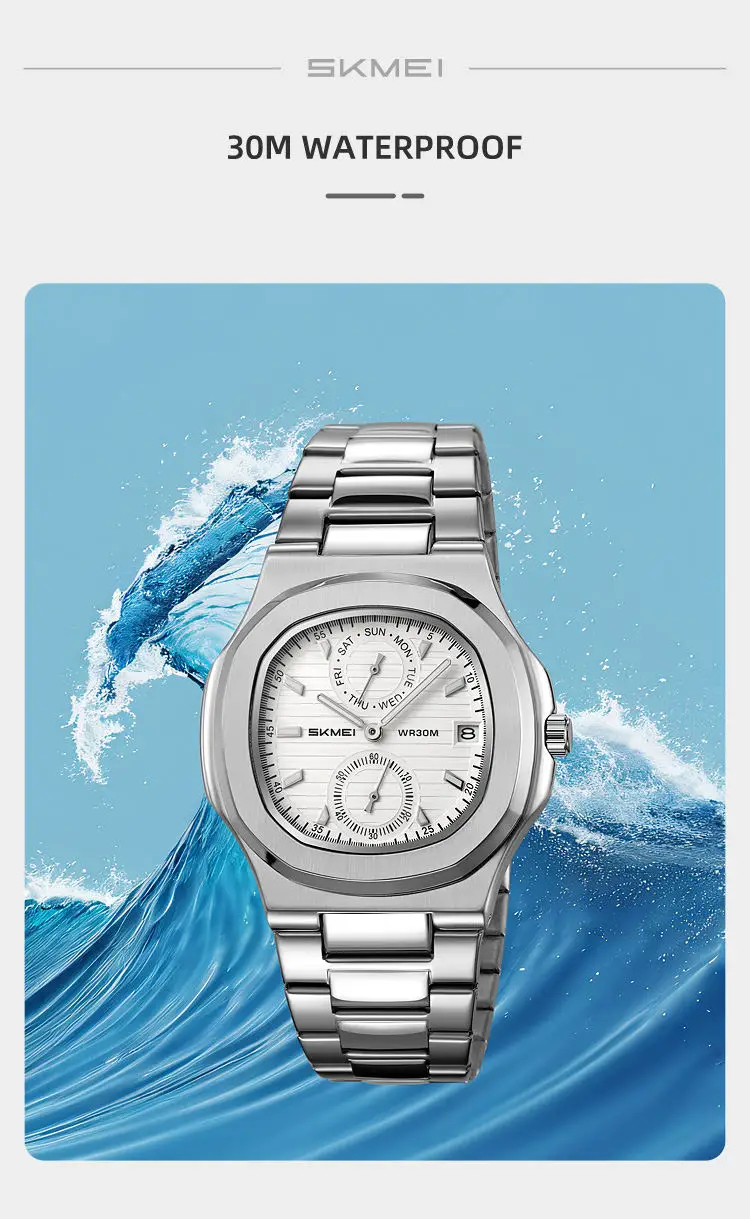 Skmei 2423 Quartz Movement Waterproof Wristwatches Men's Watch Luxury Stainless Steel Bracelet Man Watch Relogio Masculino Clock