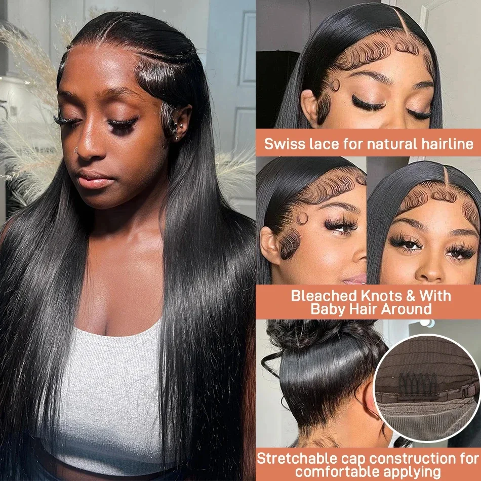 13X4 Gerade Lace Frontal Perücke Peruanisches Remy Haar 30 Zoll Kleberlose Transparente Lace Front Echthaar Perücke Für Frauen_voghion.com