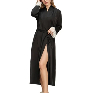 Elegant Acetate Ladies Comfy Pajama Robe Imitation Silk Nightgown Luxury Smooth Women's Sleep Robe