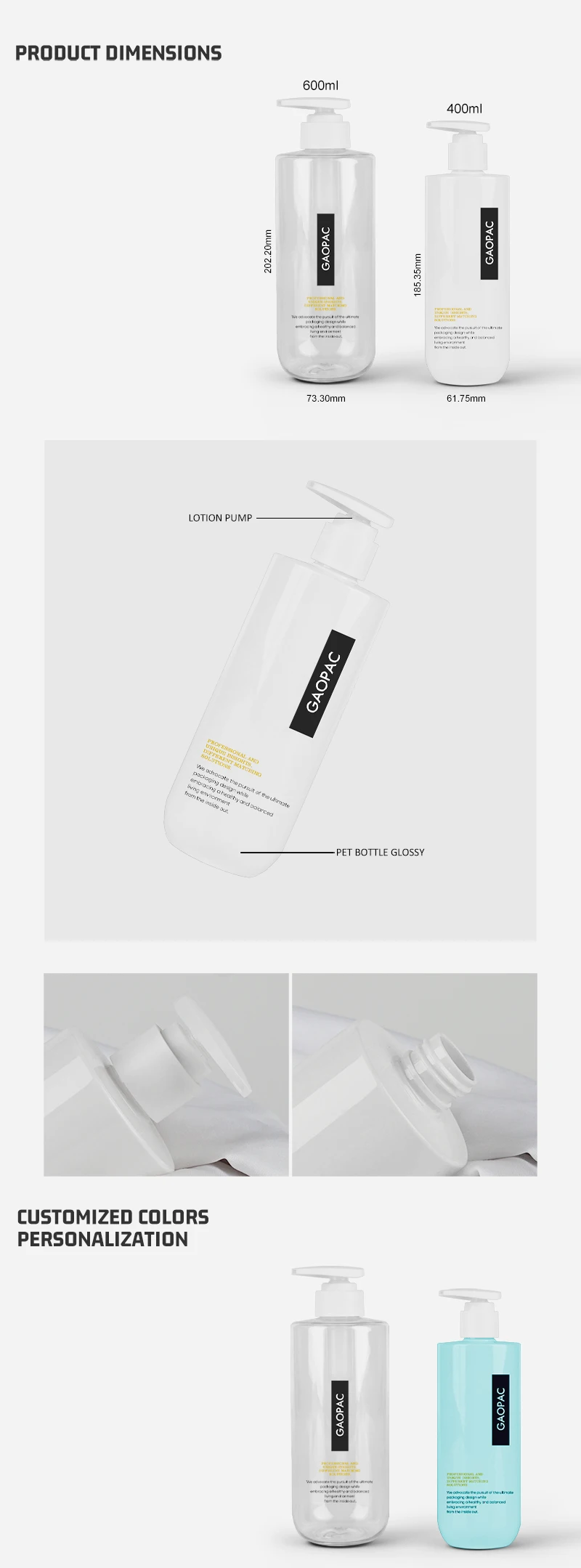 400/600ml Eco Friendly Shower Gel Empty Lotion Pump Pet Packaging Container Shampoo Bottle Buy