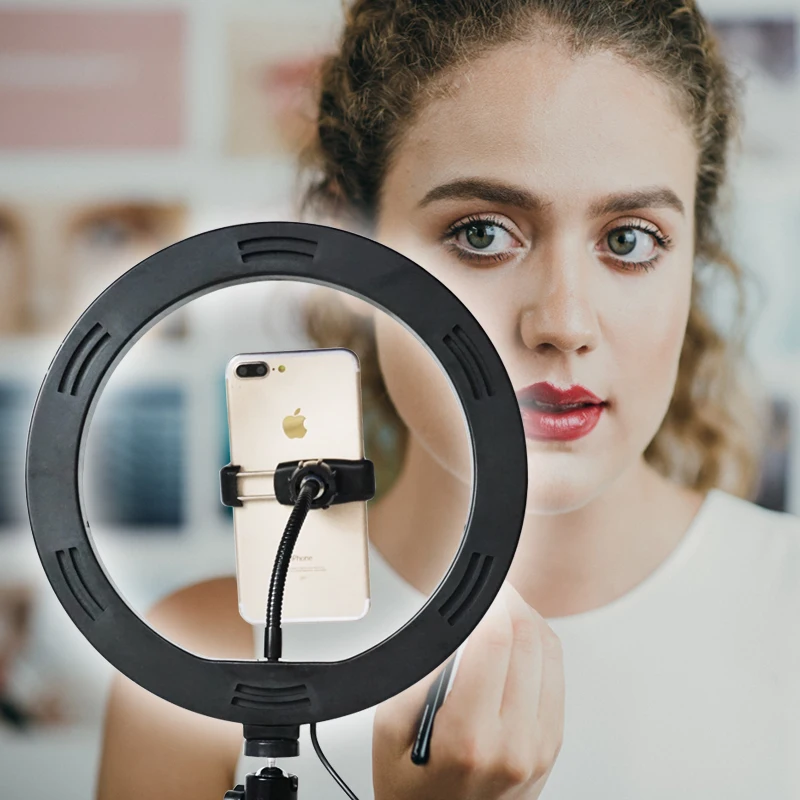 Ring Light, Anneau Lumineux 26cm 10W, avec Support Téléphone et