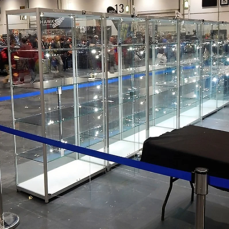 高さ6フィートのLEDガラスショーケース、アルミフレームディスプレイ
