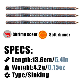 Slow-Sinking Mealworm Lure Stainless Steel Soft Bait Long-Range Sea Fishing Bionic Artificial Bait for Black Bass 8-Piece Pack – Soft Lure – view 4