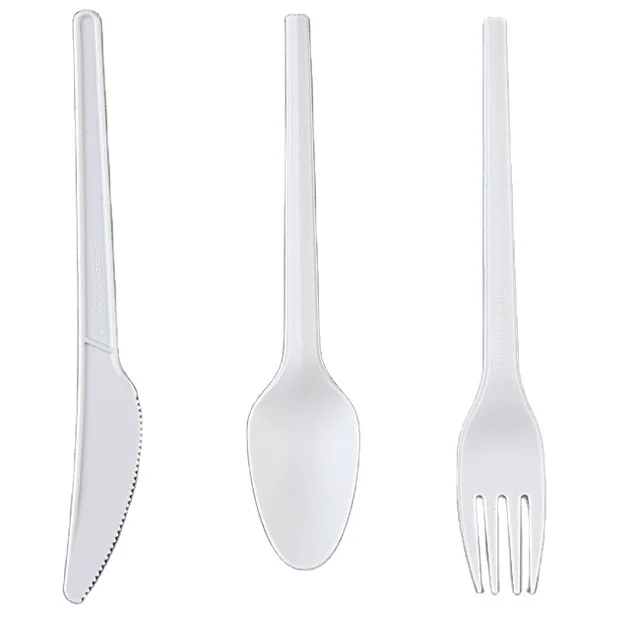 Factory Supply Cornstarch Degradable Paper Pulp Knife Forks and Spoon Cutlery