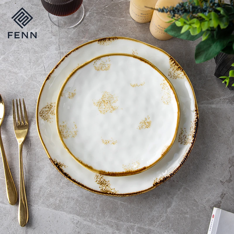 Nordic Ceramic Glossy Porcelain Shallow Plates Wedding Ceramic Dinner Plate Dinnerware Dishes Plate Restaurant