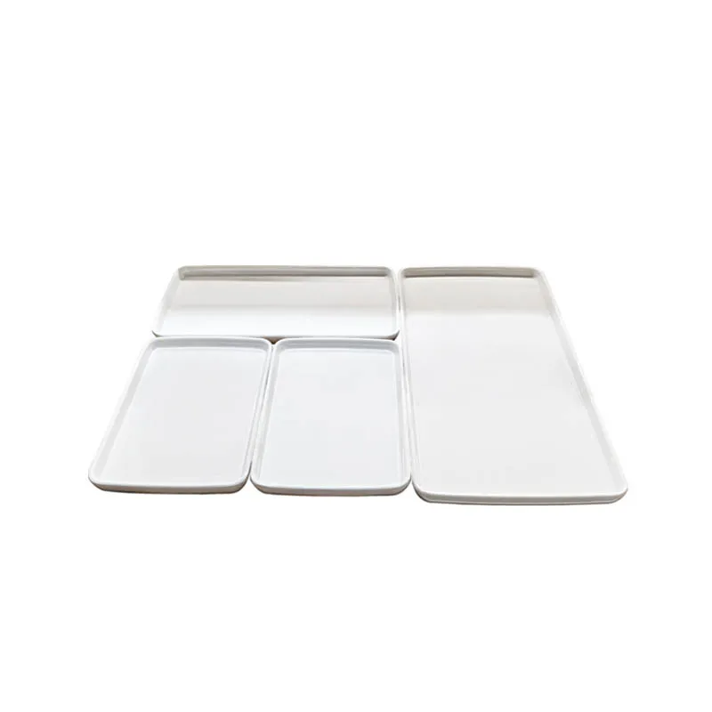 Rectangular Bakery Serving Tray White Plastic Bread Tray Window Showcase Flat Bread Tray