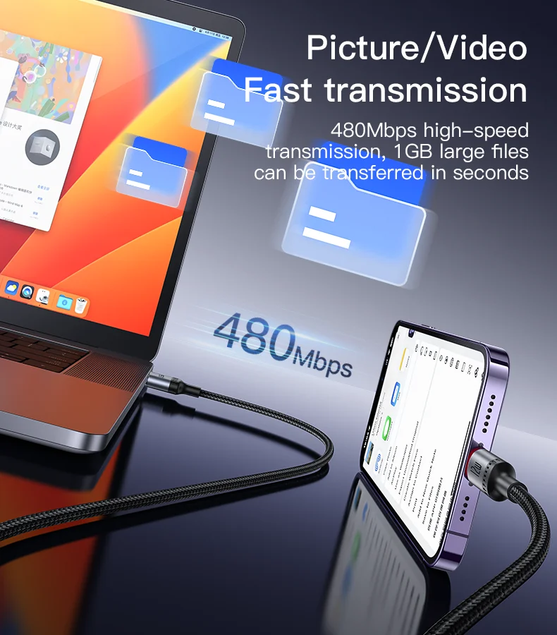 Yesido CA130L 2 متر USB إلى IP 12 واط شحن سريع مدمج في صحن سبائك الألومنيوم مضفر