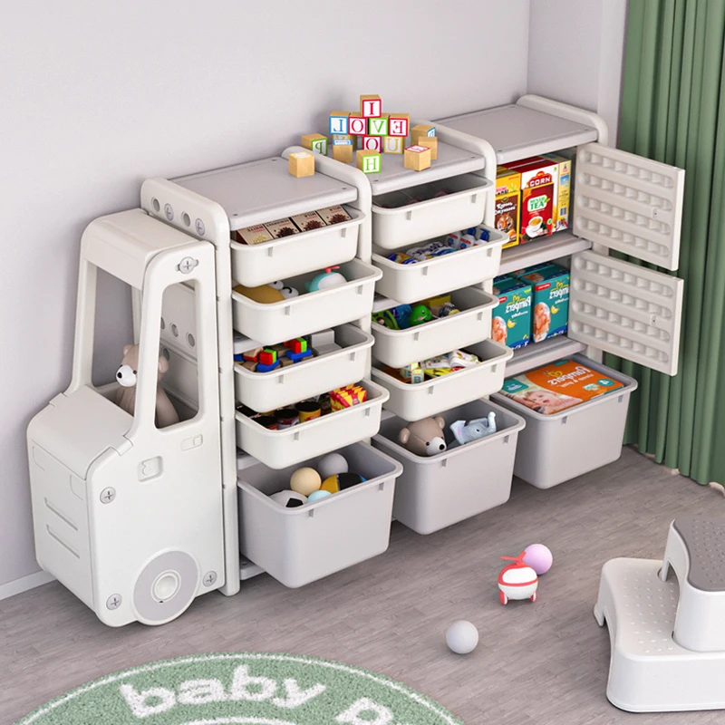 Car Shape Kids Storage Cabinet Toy Storage Shelf Plastic Kids Book Shelf