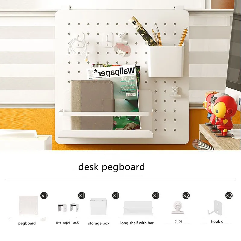 Diy Metal Display Pegboard Office Desk Organizer Desk Organizer Pen