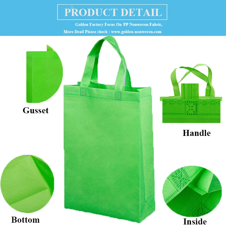 Fujian Golden Most Popular Bulk Laminated Tote Non-woven Offset Printed Hot Sealed T Shirt Handle Shopping Non Woven Bags