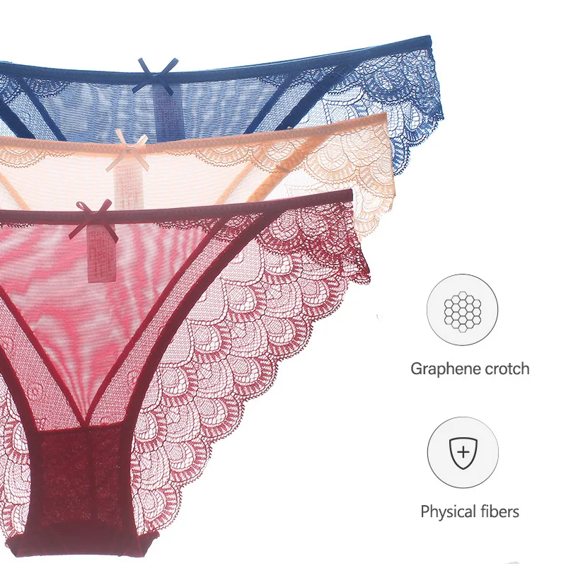 Breathable Hollow Out Mesh Ladies Panties Sexy See Though Lace Ladies