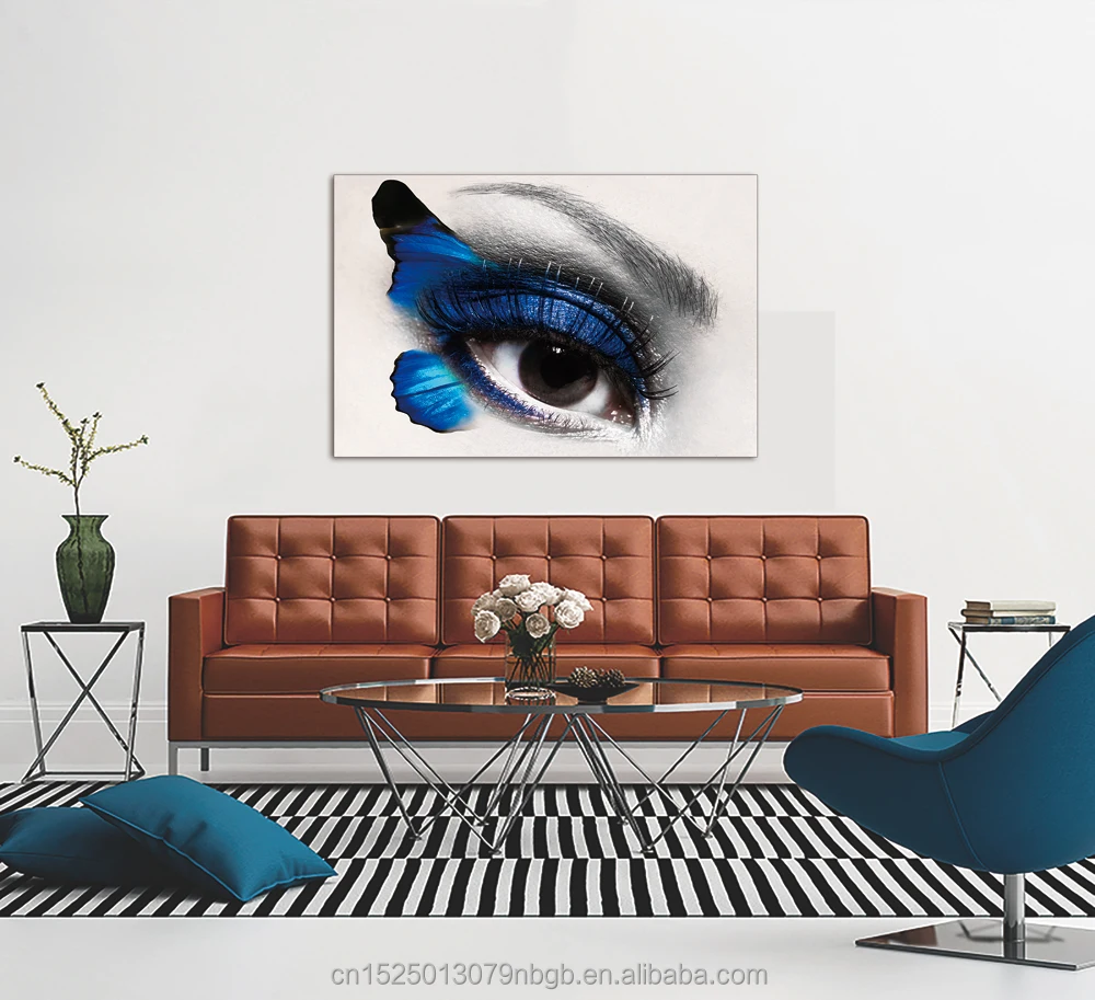 Abstract Simple Butterfly Blue Human Eye Texture Art Pictures Acrylic Canvas Painting