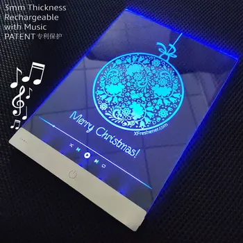 2 NEW 2022 LED Music 3D Greeting Cards Musical Customized Greeting Cards Unique Acrylic Laser Cut Custom Greeting Cards