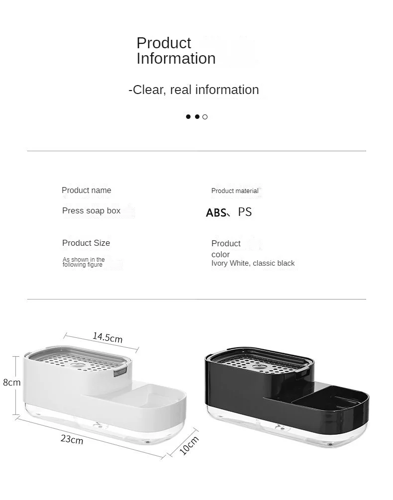 Upgraded kitchen press type manual soap box Dishwashing liquid dispenser storage box sponge soap box press type details