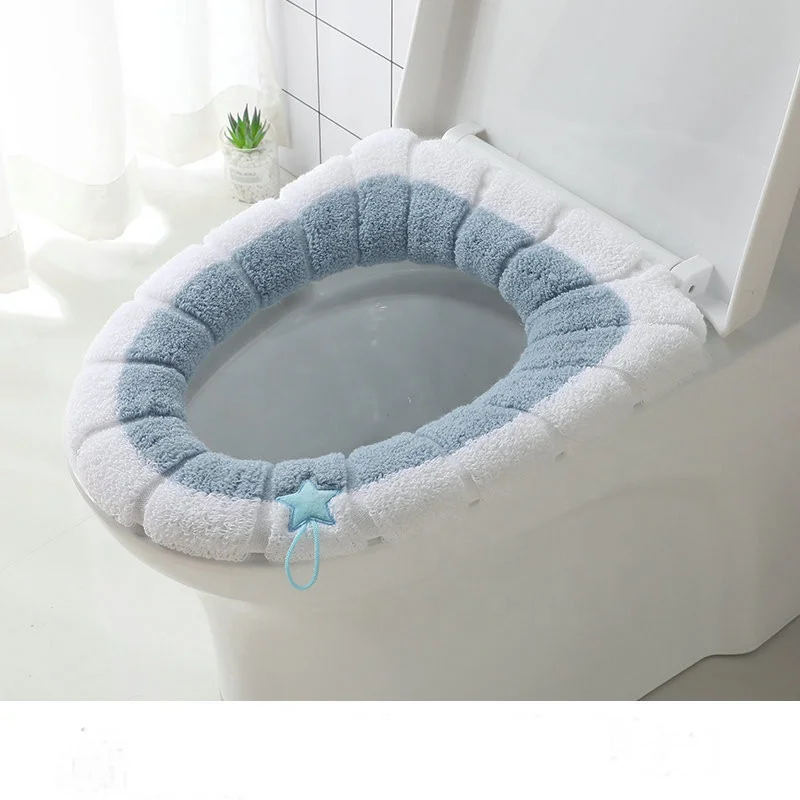 Soft Washable Mat Cover Bathroom Warmer Cloth Toilet Seat Set jian 