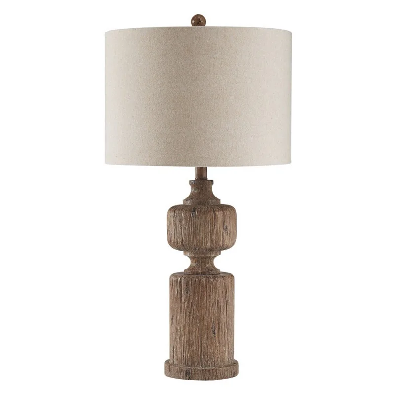 Wood Big Size Table Lamp with Linen Lampshade for Home Hotel