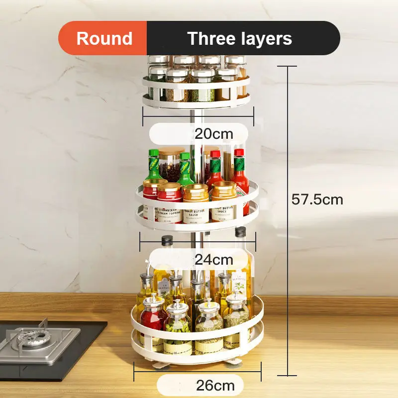 Revolving Kitchen Spice Jar Bottle Rack 1/2/3 Tier Multifunction Rotating Spice Storage Organizer Rack Carbon Steel Household manufacture