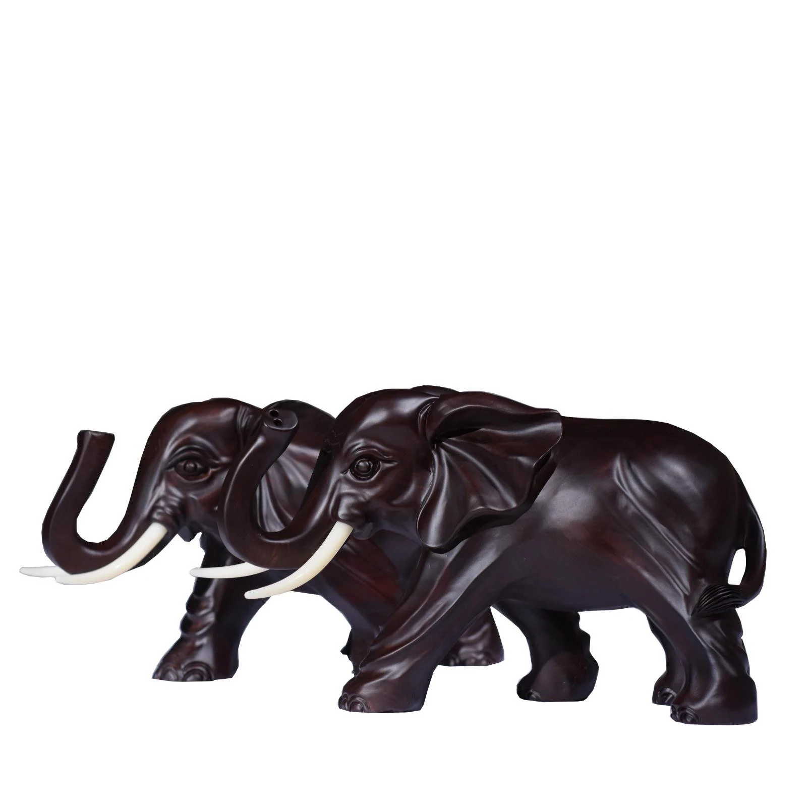 Carved Elephant Statue Ebony Wood Figurine Hand Carving Sculpture Elephants New 