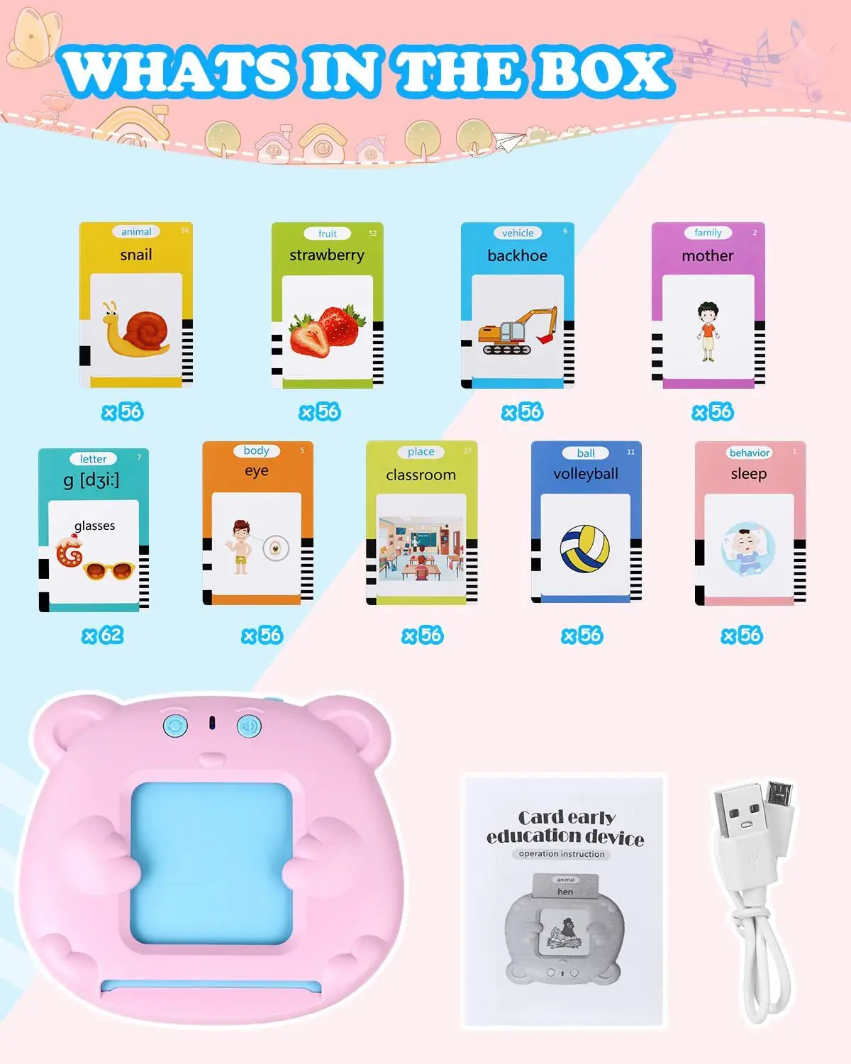 Startcan Talking Cards for Kids Educational ,224 Sight Words Talking Flash Cards
