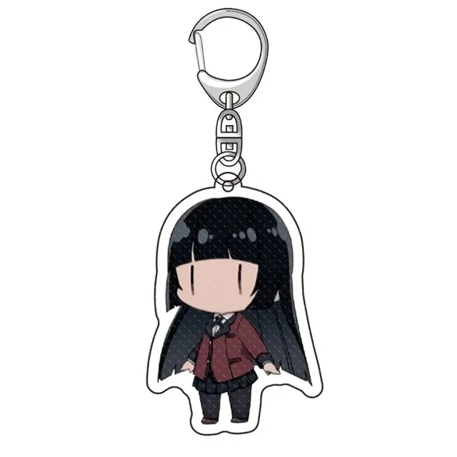 Japanese Anime Kakegurui Key Chain Silver Plated Cartoon Figures Acrylic Pendant Metal Keychains Lovely Key Ring Holder Llaveros
