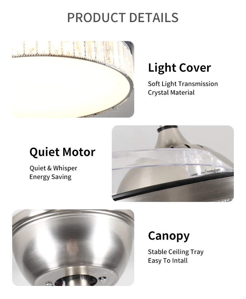 product modern retractable ceiling fan with lights and remote control6 speedrwith blue tooth speakerreversible-9