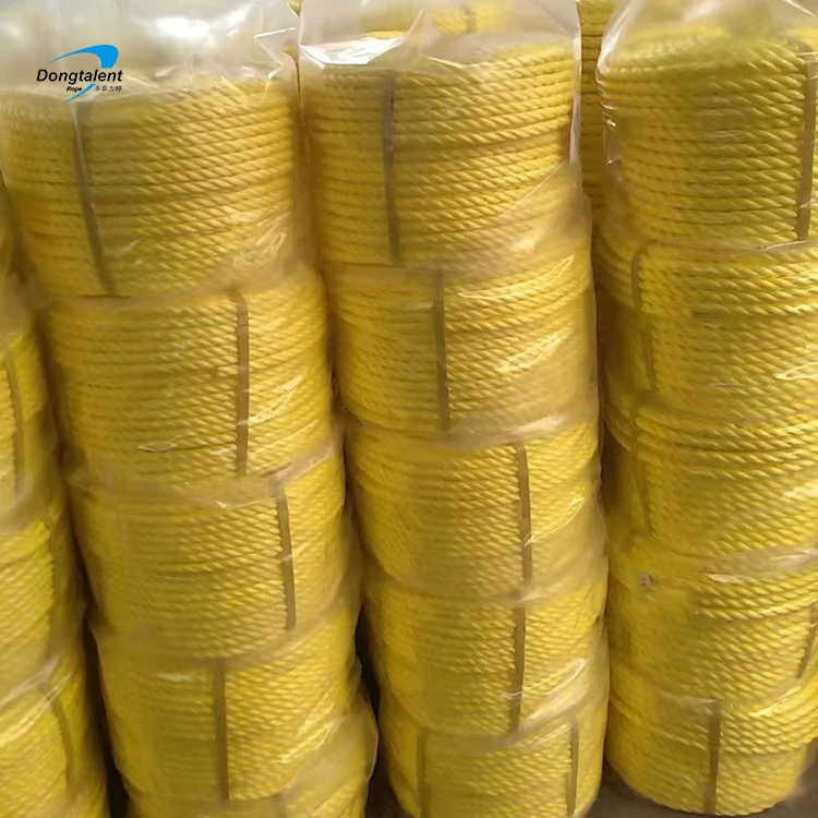 Factory High Strength Polypropylene Mono Rope 3 Strand Twist Floating PP Danline Rope Yellow 10MM 22MM 28MM 30MM 48MM