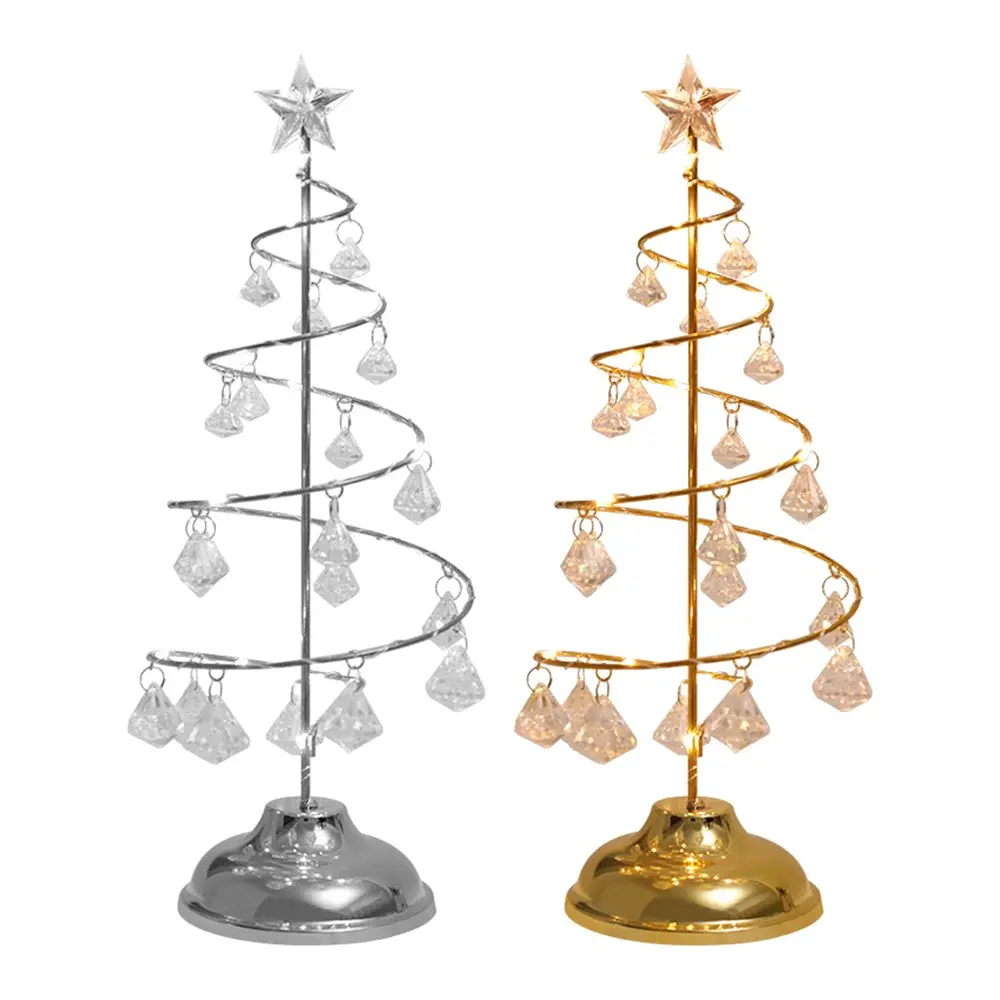 LED Crystal Christmas Tree Lamp Diamond Pendant Lamp Home Bedroom Decor Bed Lamp Night Light