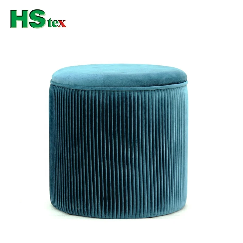 Customized High Quality Modern Velvet Round Ottomans Folding Furniture Home Shoe Storage Pouf