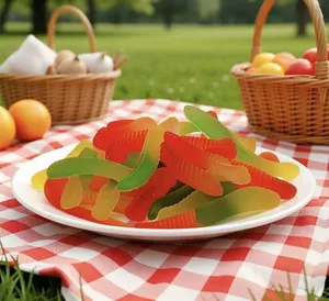 Wholesale Bulk Gummy Candy in Multi-Colored Worm Shapes Fruity Flavor 2.5kg Bag