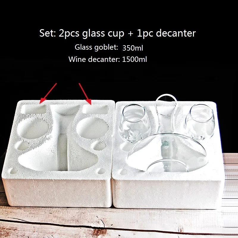 Clear Transparent Modern 320ml Glass Goblet and 1500ml Glass Wine  Decanter Bottle Set