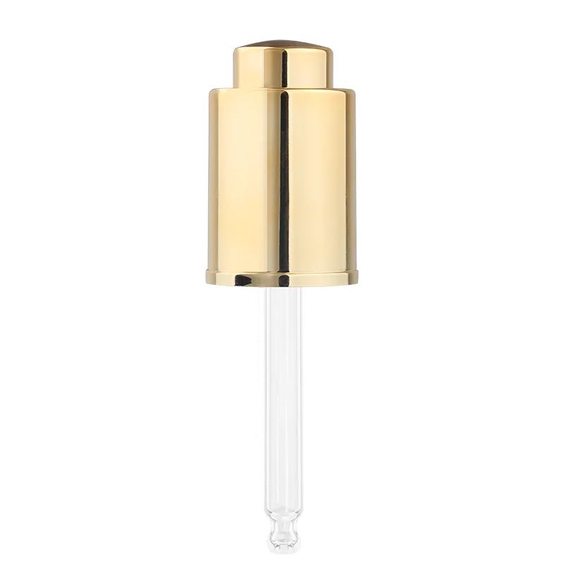 15ml 20ml 30ml gold silver glass cosmetic serum push button dropper bottle with dropper gold press button essential oil dropper/