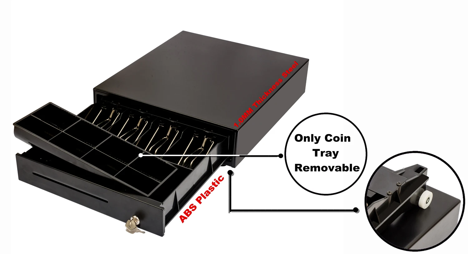 POS Cash Register Drawer Lock Box Safe Rj11 410 with 5 Bill 8coin with Printer and Scanner for Supermarket