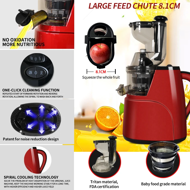 Cold Press Machine Big Mouth Masticating Extractor Stainless Steel