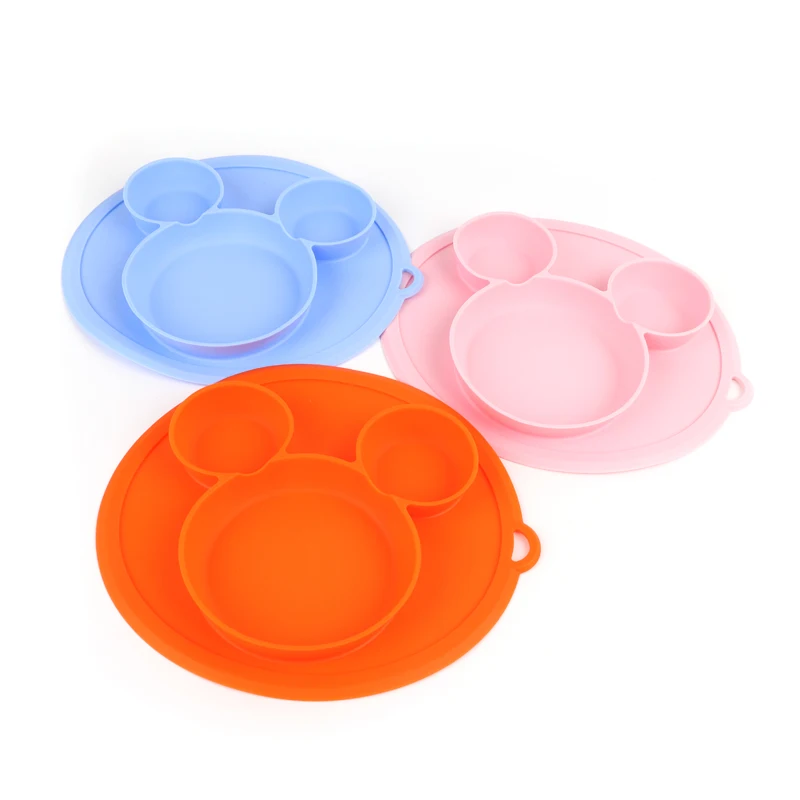 Silicone Child Plate Sets Baby Feeding Dish Suction Baby Silicone Tableware Plate Bowl Snac