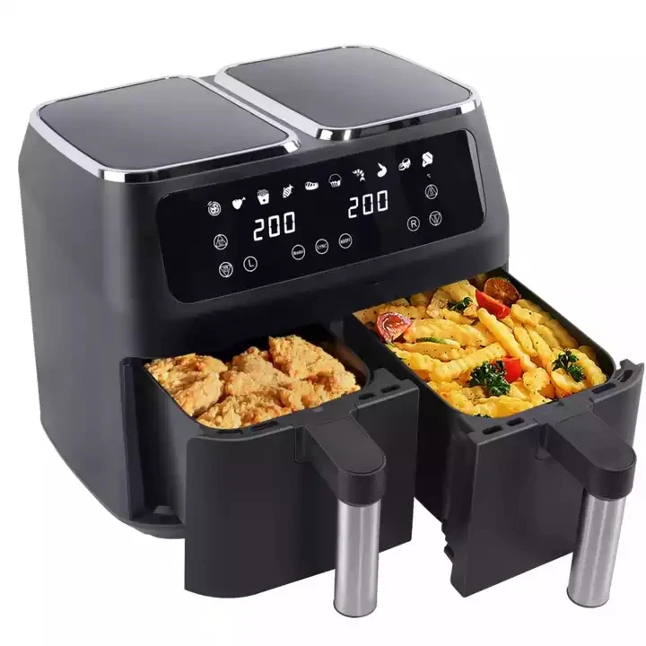 Hot Sale Double Air Fryer With Dual Basket 8l Two Dual Zone 2 Basket Deep Air Fryer Electric