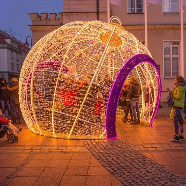 Большой коммерческий наружный декоративный праздничный круглый 3d шар, светодиодные рождественские мотивы