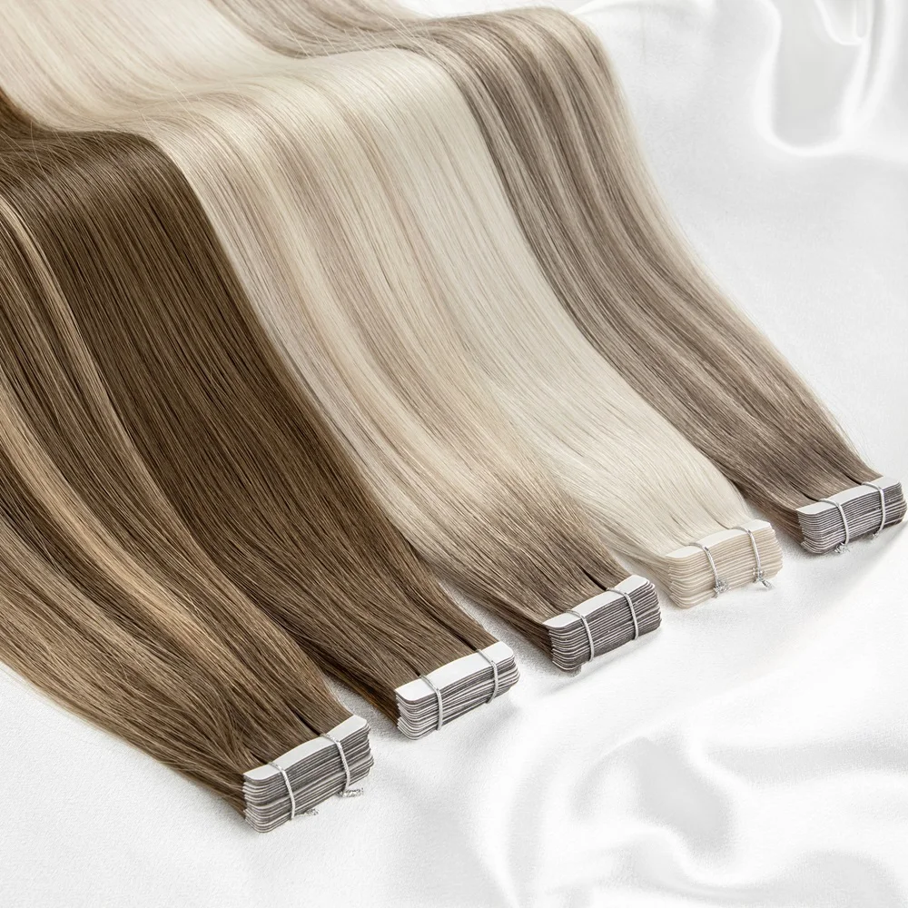 Silky Straight Double-sided Super Natural Hair Looking 100% High Grade Brazilian Human Ombre Tape Hair Weft