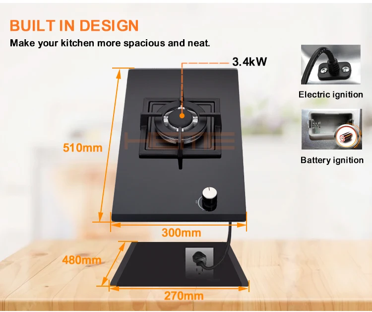 Best Quality Gas Hob Single Burner Gas Cooktop Tempered Glass Stove
