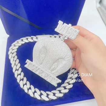 pass diamond tester jewelry making 925 silver heart vvs moissanite custom letter pendant