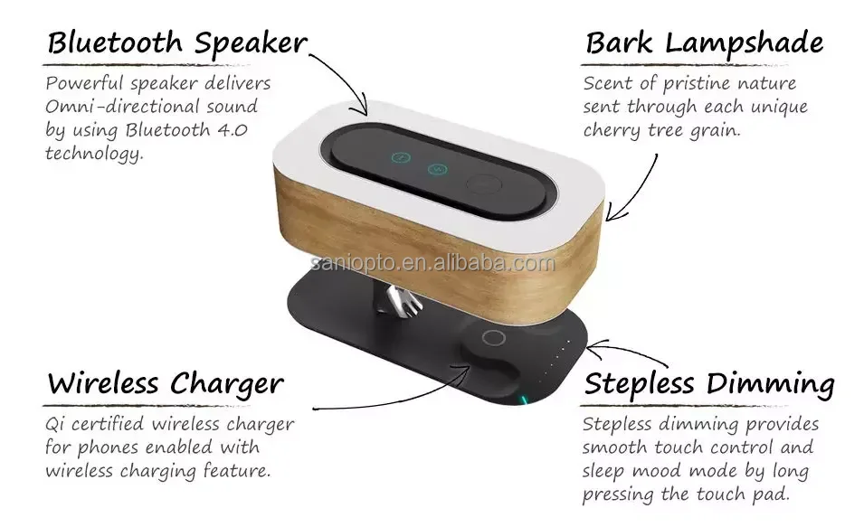 2023 New Wireless Mobile Phone Charger With Speaker Tree Of Light Home