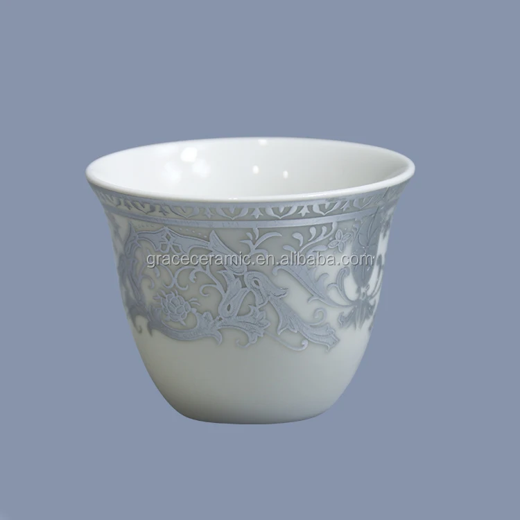 Wholesale Cheap Custom Printing Gold Silver Ceramic 12 Pcs Cawa Cups Set for Arabic