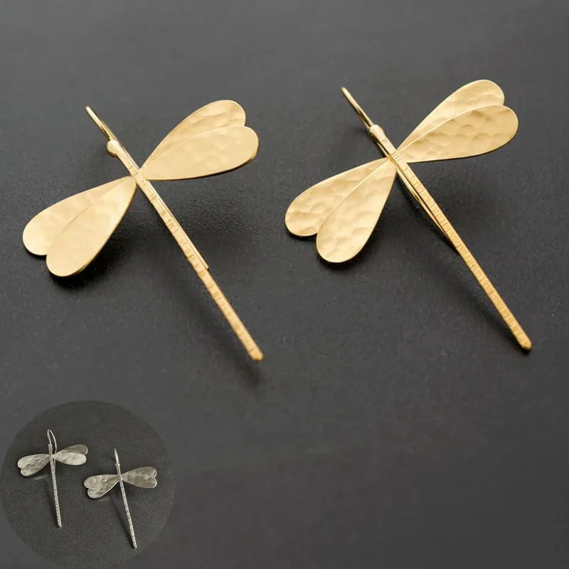 Minimalist 3D Dragonfly Drop Earrings Women Fashion Long Earrings Female Party Wedding Jewelry Exquisite Accessories