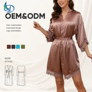 Superior Quality Luxury Women's Silk Robes 100% Silk Knee Length Long Sleeve Breathable with Drawstring Closure for Summer