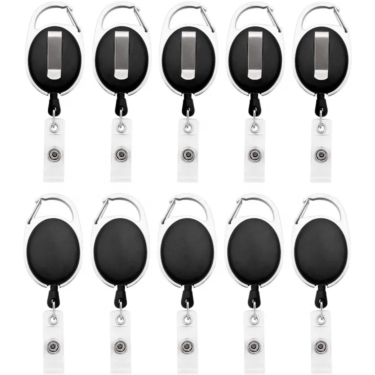Black Retractable Badge Reels,30 Pack Badge Clips Holder for Name ID Card Key Card