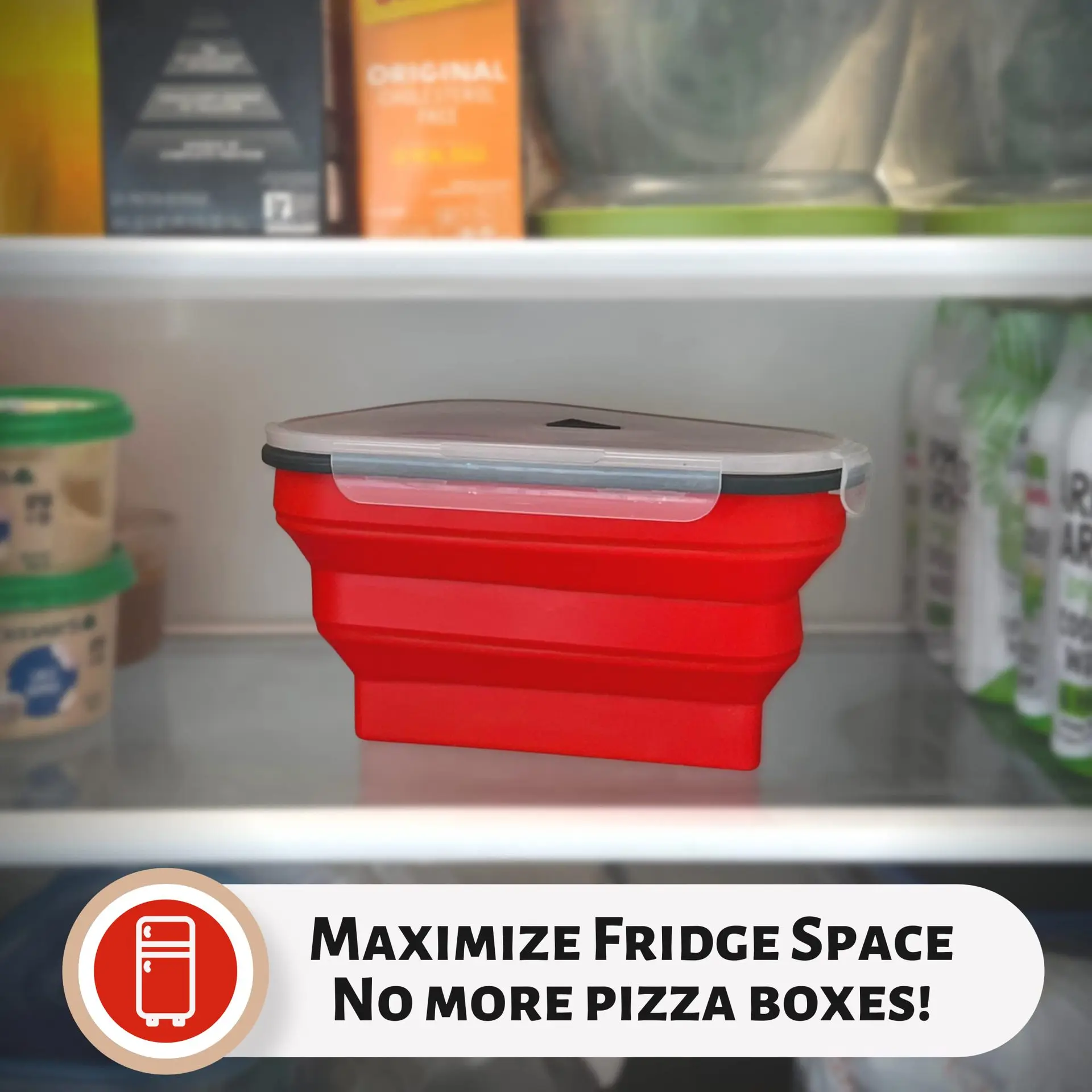 Leftover Top Seller Pizza Storage Container Foldable Reusable Box Silicone  Expandable Silicone Pizza Container With 5 Microwavab